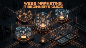 What is Web3 Marketing: A Beginner's Guide 3D Isometric Cyberpunk Banner